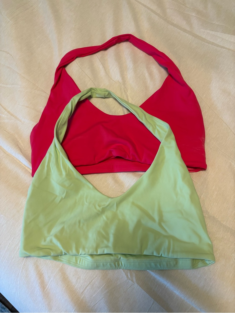 Reversible Style Halter Tops - Red & Light Green